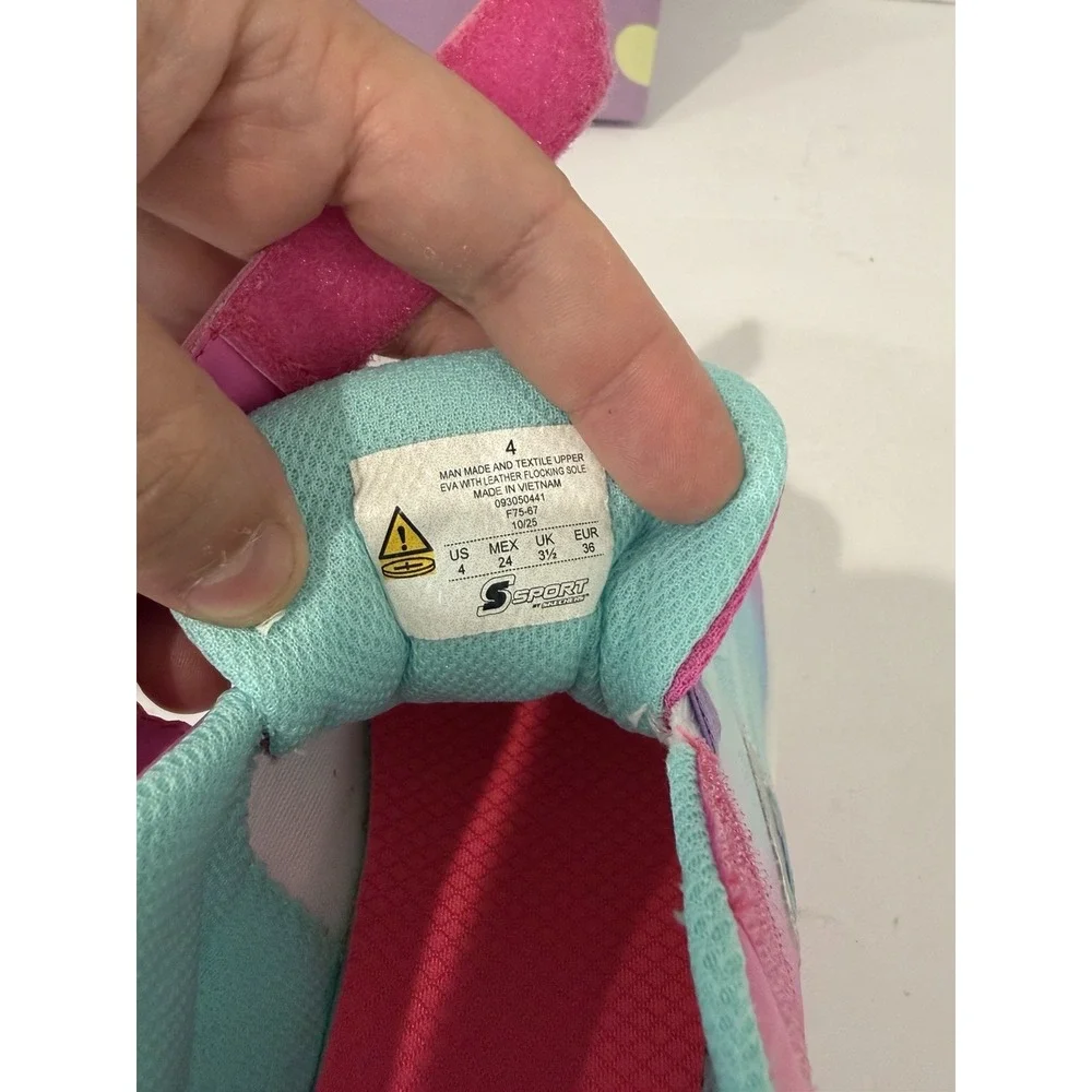 SKECHERS Sport Light Up Kids Girls 4 Shoes Sneakers Slip On Pink School New Walk